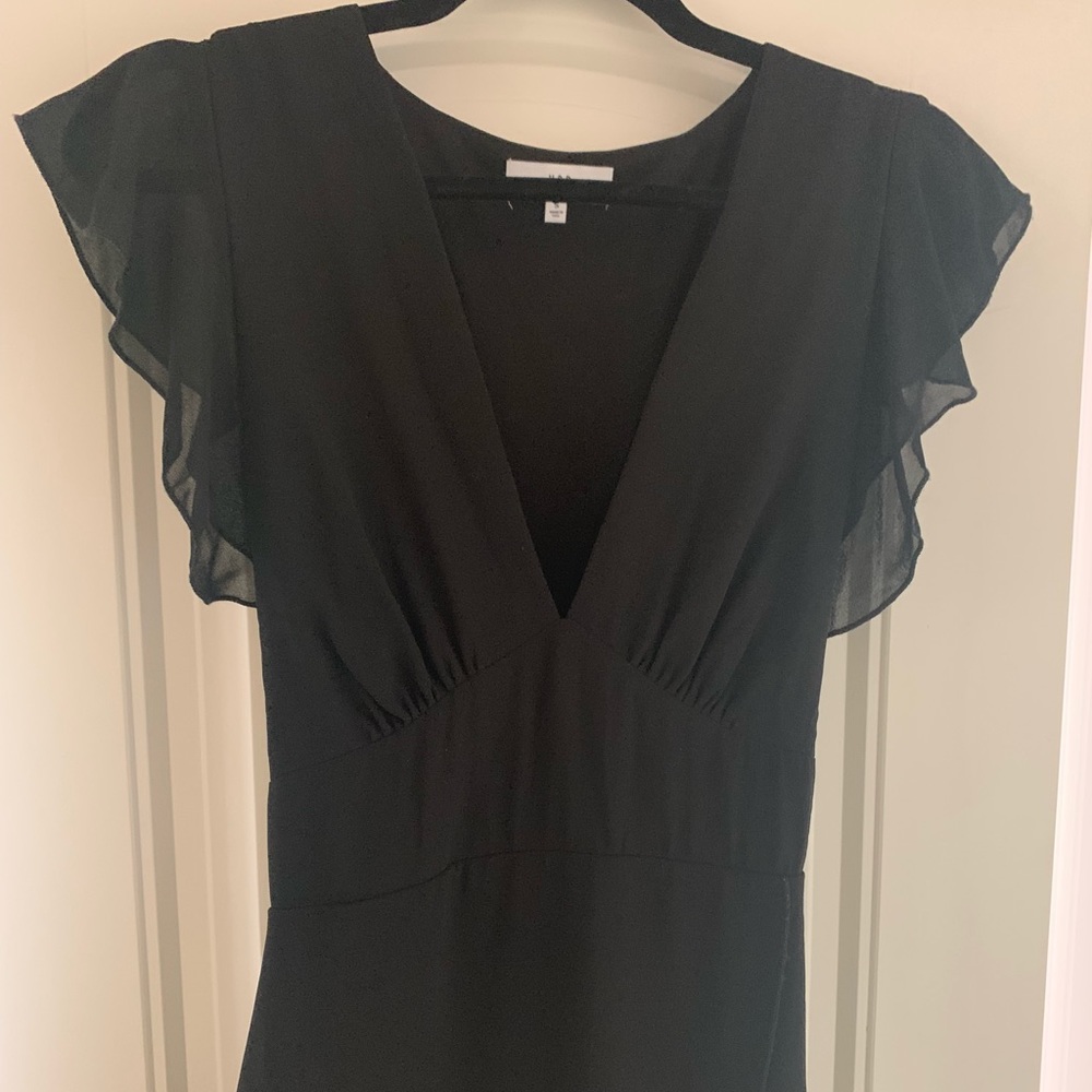 NSR Black Maxi Dress with Scalloped Hem